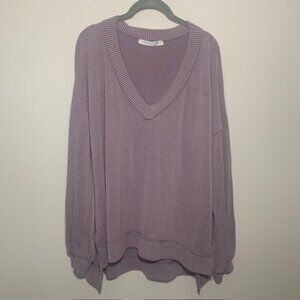 Altr'd State Women Cozy Knit Boho V Neck Pullover Long Sleeve Shirt - Size L